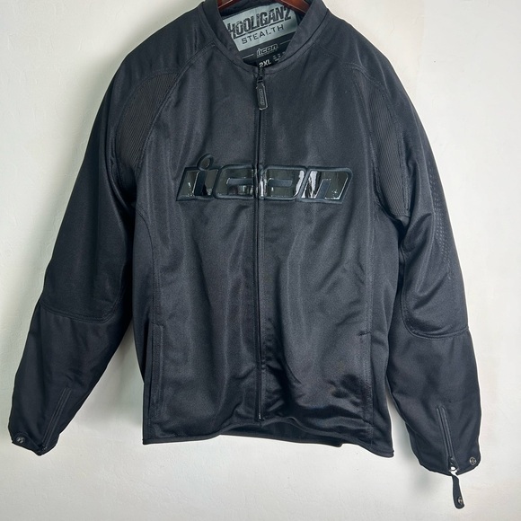 ICON Motorcycle Jacket Holigan Stealth Black Size 2XL Like New - Picture 4 of 14